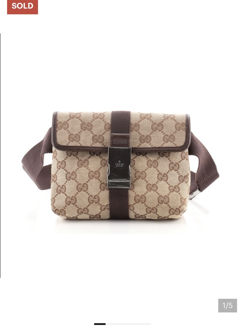Gucci Beige and Brown GG Canvas Belt Bag